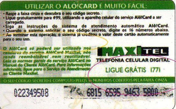 Coin Aló Card recarga de R 15-Alô Card Recarga-Alô Card Maxitel Brasil undefined