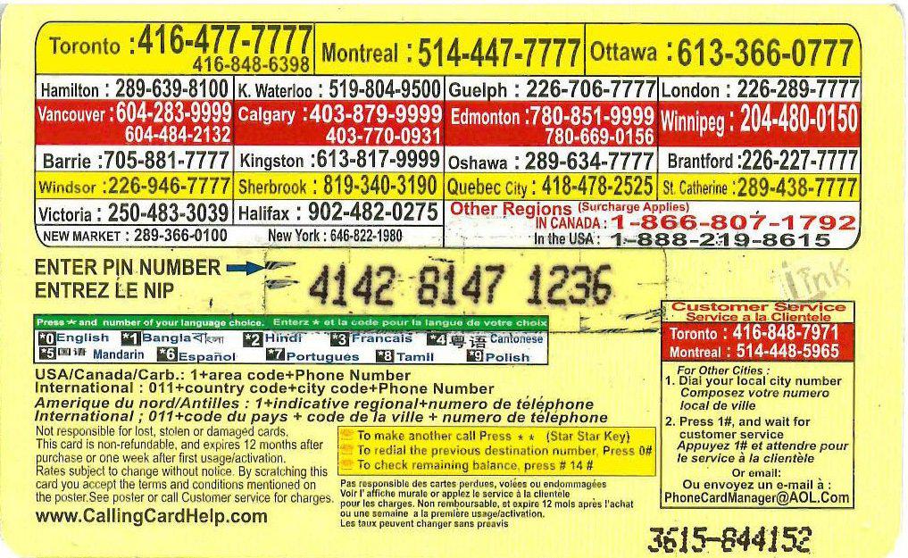 Coin Caribbean King-Calling Card Help-Remote Memory Canada Canadá undefined