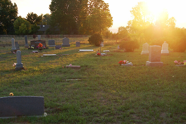 Sun sets over Hygiene Cemetery