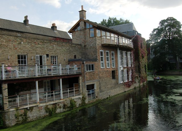 Victorian brick building on the River Cam