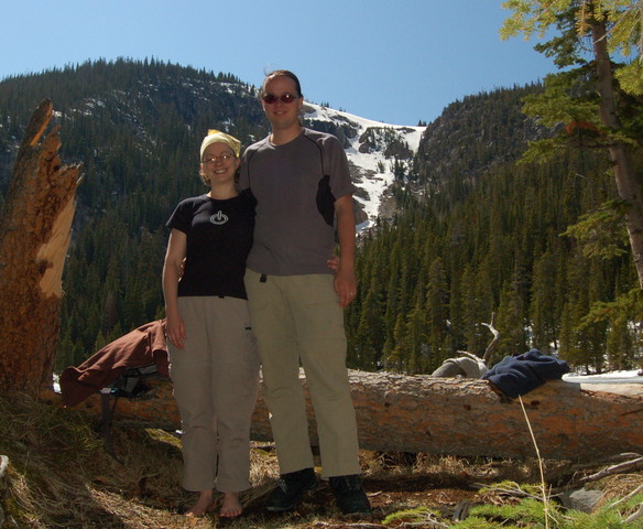 Jaeger and Kiesa at Comanche Lake, Comanche Peak Wilderness