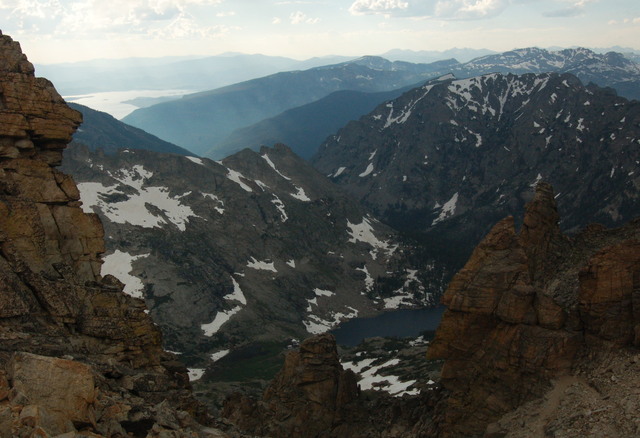 Looking down at Pawnee Lake from Pawnee Pass