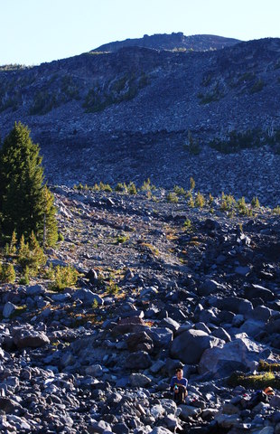 Willy pumps water from Morrison Creek, Mount Adams Wilderness