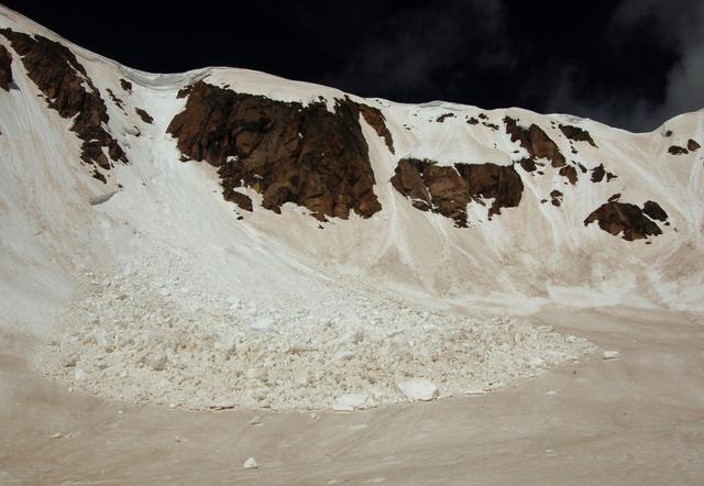 Aftermath of an avalanche on Desmonda