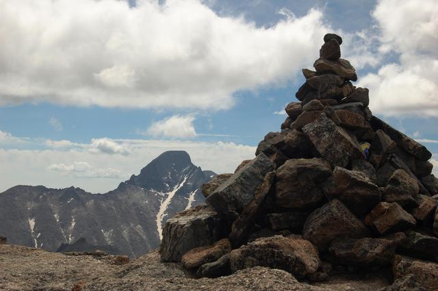 Longs Peak with Taylor Peak's summit cairn