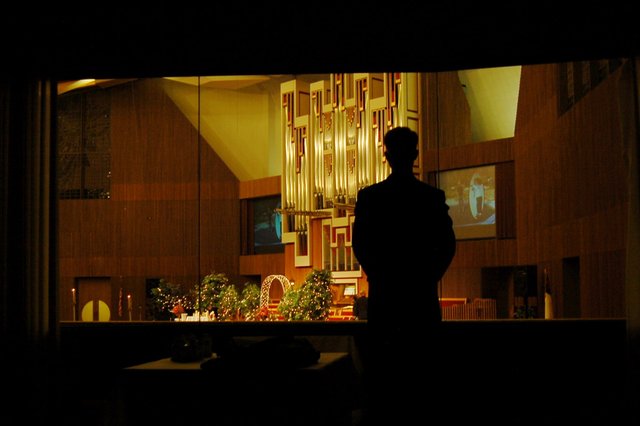 Humblik observes the church at the beginning of his wedding