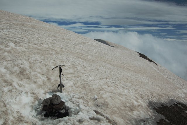 Summit cairn on Mount St. Helens