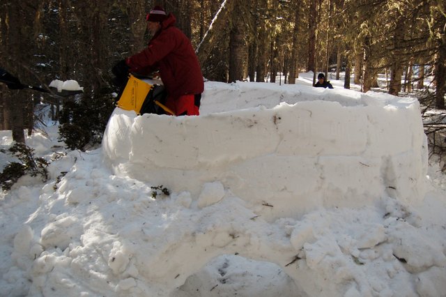 Building an igloo near the East Portal of the Moffat Tunnel