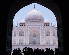 Taj Mahal framed by the meeting hall