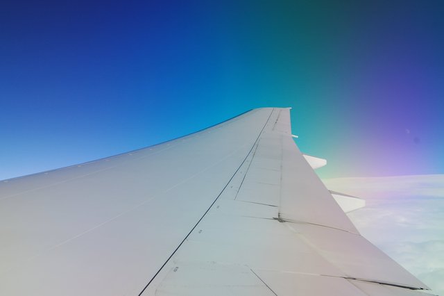 777 wing in flight off the coast of California