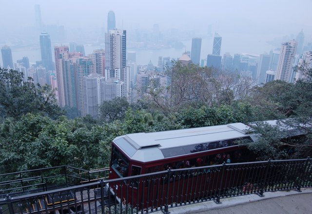 The Peak Tram ascends above Central