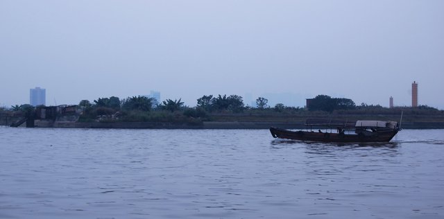 Small boat on the Pearl River in Huangpu