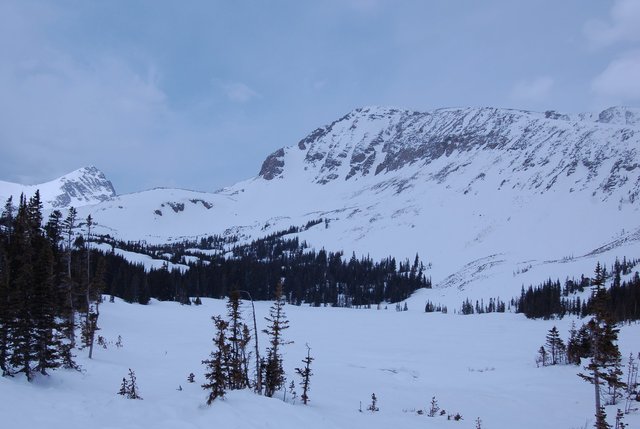 Mount Toll, Mount Audubon, and Mitchell Lake in spring snow