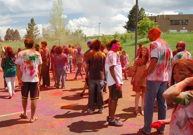 Crowd after celebrating Holi