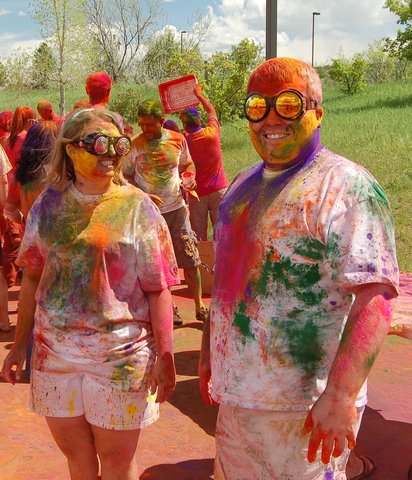 People with Holi colors