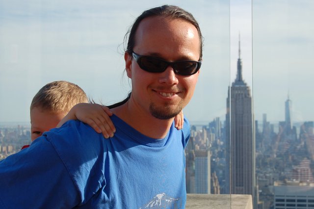 Jaeger, Calvin, and the Empire State Building from the Top of the Rock