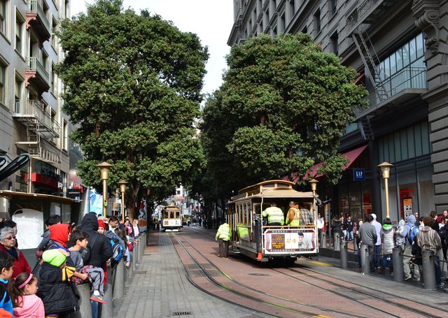 Cable cars wait for passengers