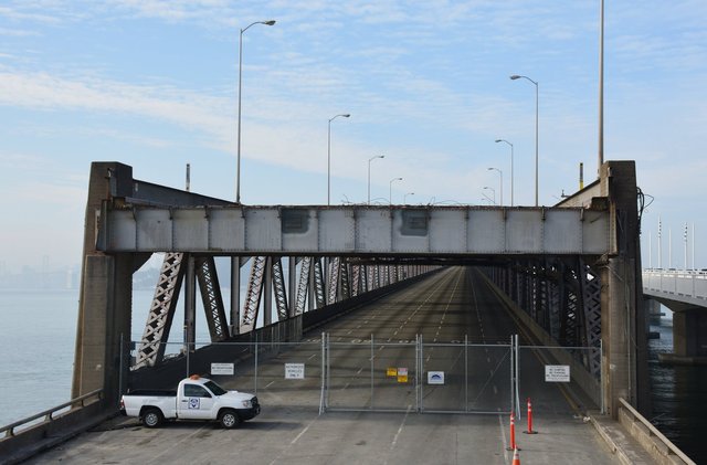 The eastern end of the Old Bay Bridge