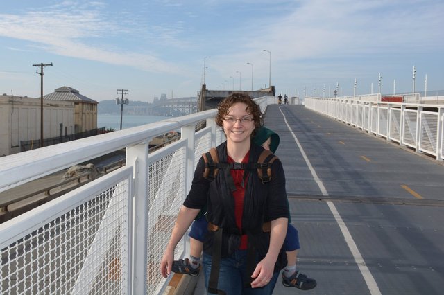 Kiesa and Calvin with the Old Bay Bridge