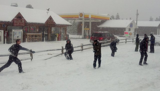 Snowball fight somewhere north of Black Hawk