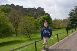 Calvin in Princes Street Garden in front of Edinburgh Castle