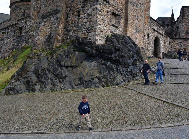 Calvin walks around inside Edinburgh Castle