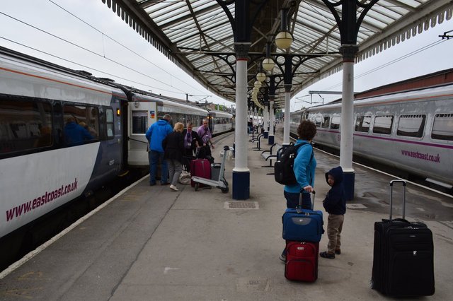 Kiesa and Calvin on the platform at York Railway Station