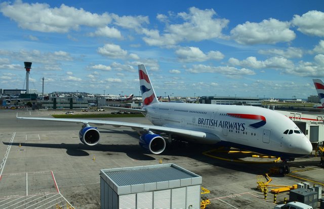 British Airways Airbus A380 at Heathrow Terminal 5