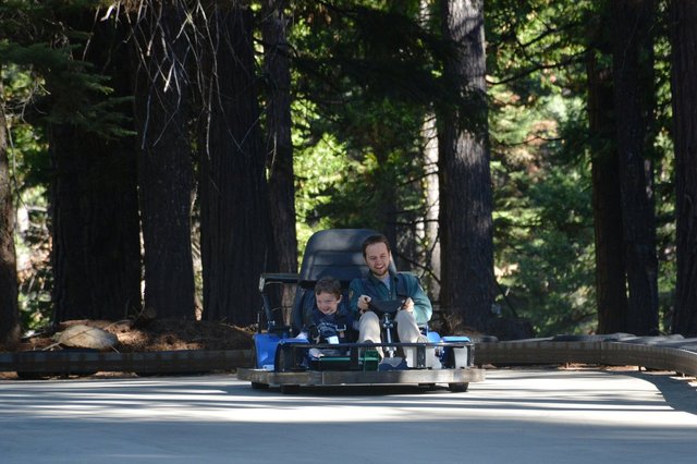 Calvin rides go-karts with Uncle Willy