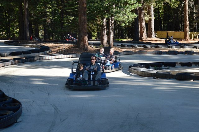 Calvin rides go-karts with Jaeger