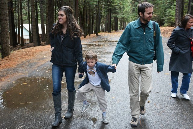 Calvin walks with Uncle Willy and Cousin Heather