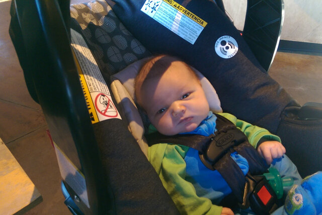 Julian in his car seat at Tokyo Joe's