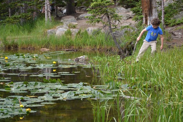 Calvin plays at Nymph Lake