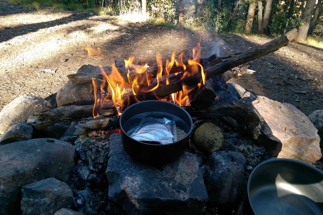 Campsite cooking fire