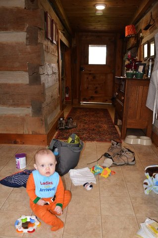 Julian in entryway in cabin near Rogersville Tennessee