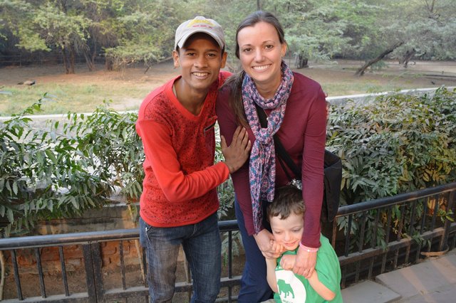 Indian tourist poses with Aunt Bethany and Calvin