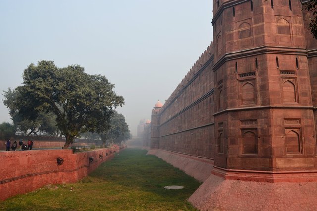 Outer walls and moat of the Red Fort