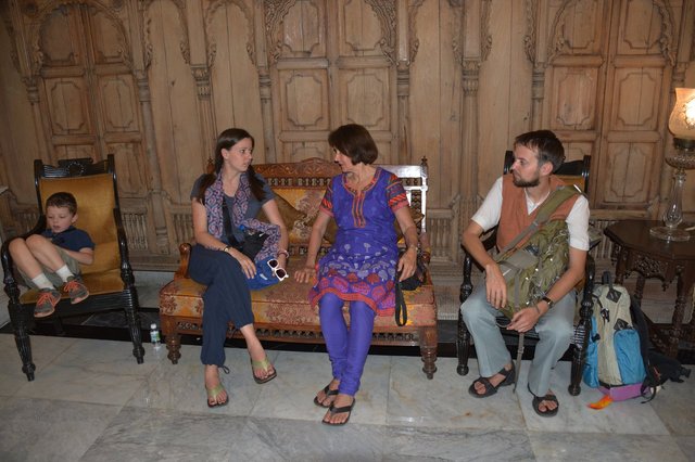 Willy, Bethany, Mom, and Willy in the lobby at the Taj Mahal Palace, Mumbai