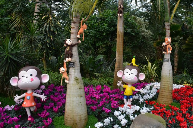 Decoration for the Year of the Monkey in the conservatory at the Shanghai Botanical Garden