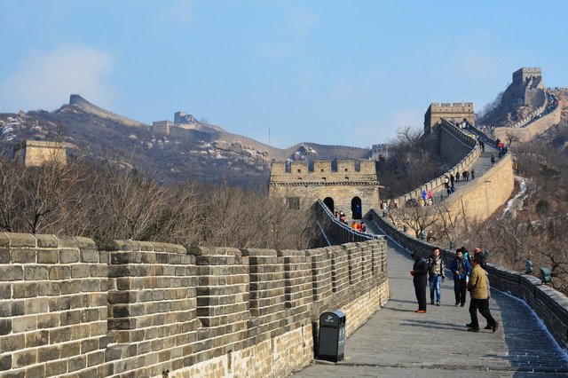 Great Wall of China sprawls over the hillside