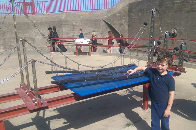 Calvin at the Exploratorium display at the Golden Gate Bridge