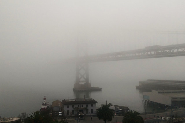 Bay Bridge in fog