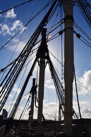 Masts on the deck of HMS Victory