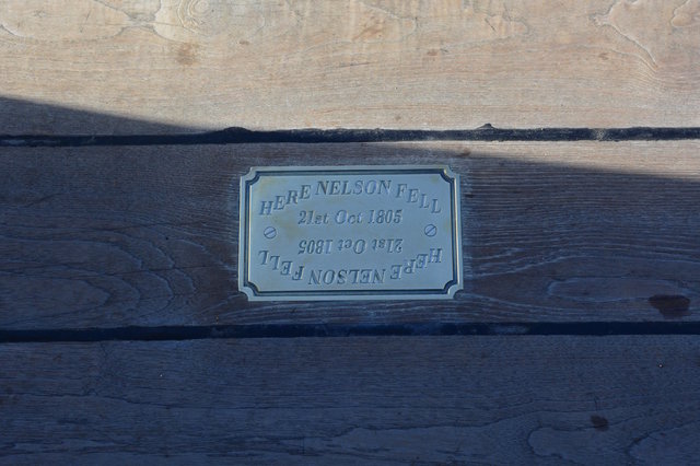 Plaque on the deck of HMS Victory: Here Nelson Fell