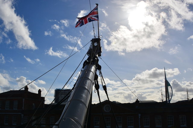 UK flag flying at the front of HMS Victory