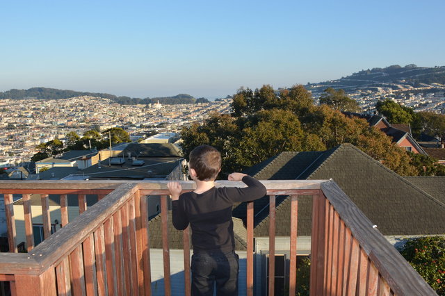 Calvin looks out from the deck at Louisburg