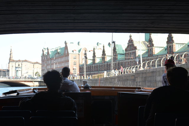 Coming under a bridge on a canal boat tour