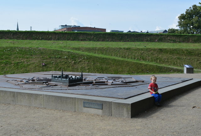 Julian with a scale model of Kronborg