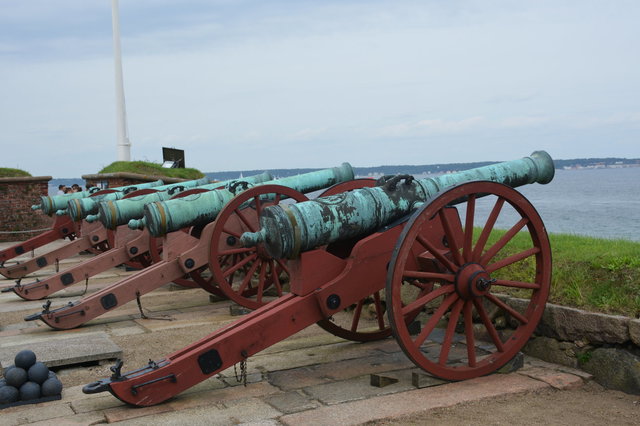 Cannons at Kronborg overlooking the Øresund Straight