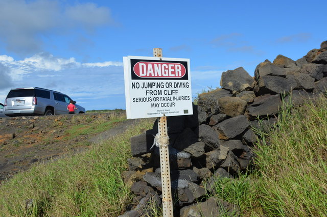 Warning sign at South Point